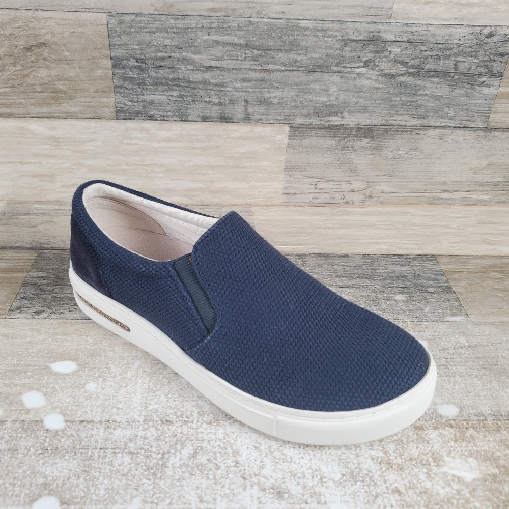 Birkenstock Oswego Womens Shoes Sz 6 Narrow Midnight Blue Canvas Slip On Sneaker